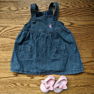 Premaman Baby Girl's 6M Overall Denim Jean Dress